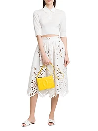 Floral Eyelet Midi-Skirt