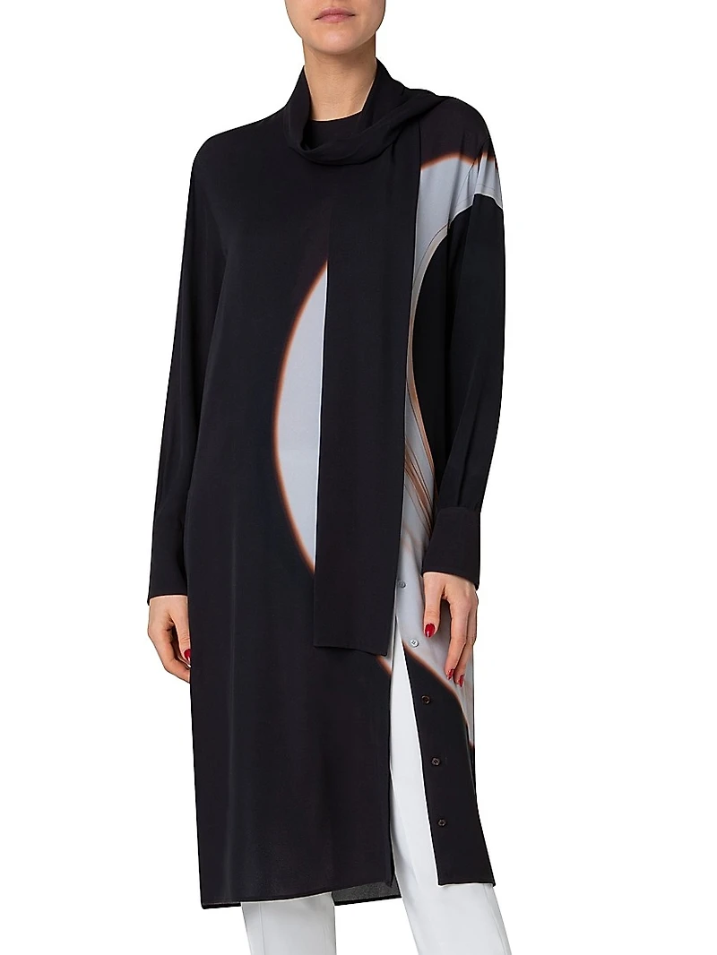 Silk Crêpe Tunic Blouse