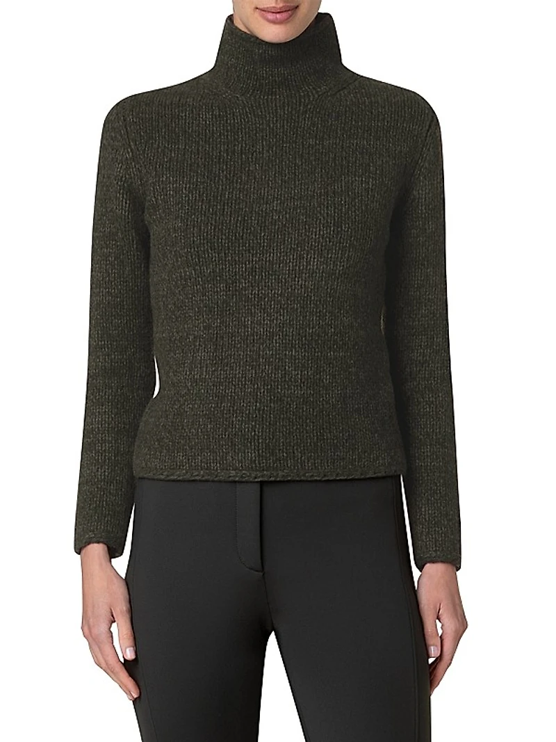 Cashmere-Wool Two-Tone Mouline Sweater