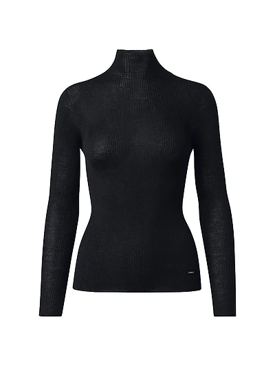 Rib-Knit Cashmere-Silk Turtleneck