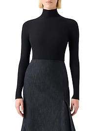 Rib-Knit Cashmere-Silk Turtleneck