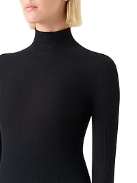 Rib-Knit Cashmere-Silk Turtleneck