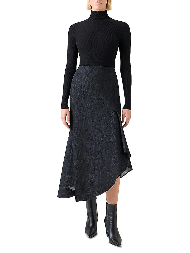 Rib-Knit Cashmere-Silk Turtleneck