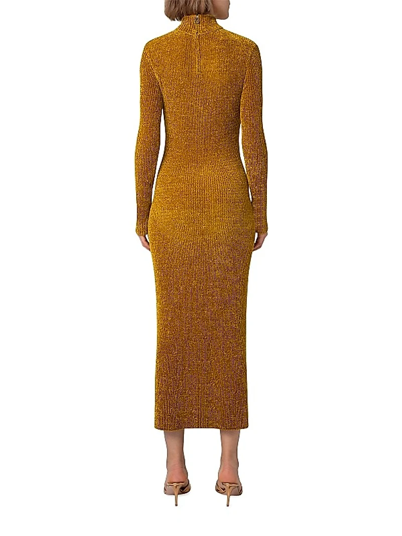 Chenille Rib-Knit Tube Midi-Dress
