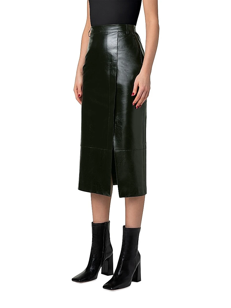 Leather Pencil Midi-Skirt