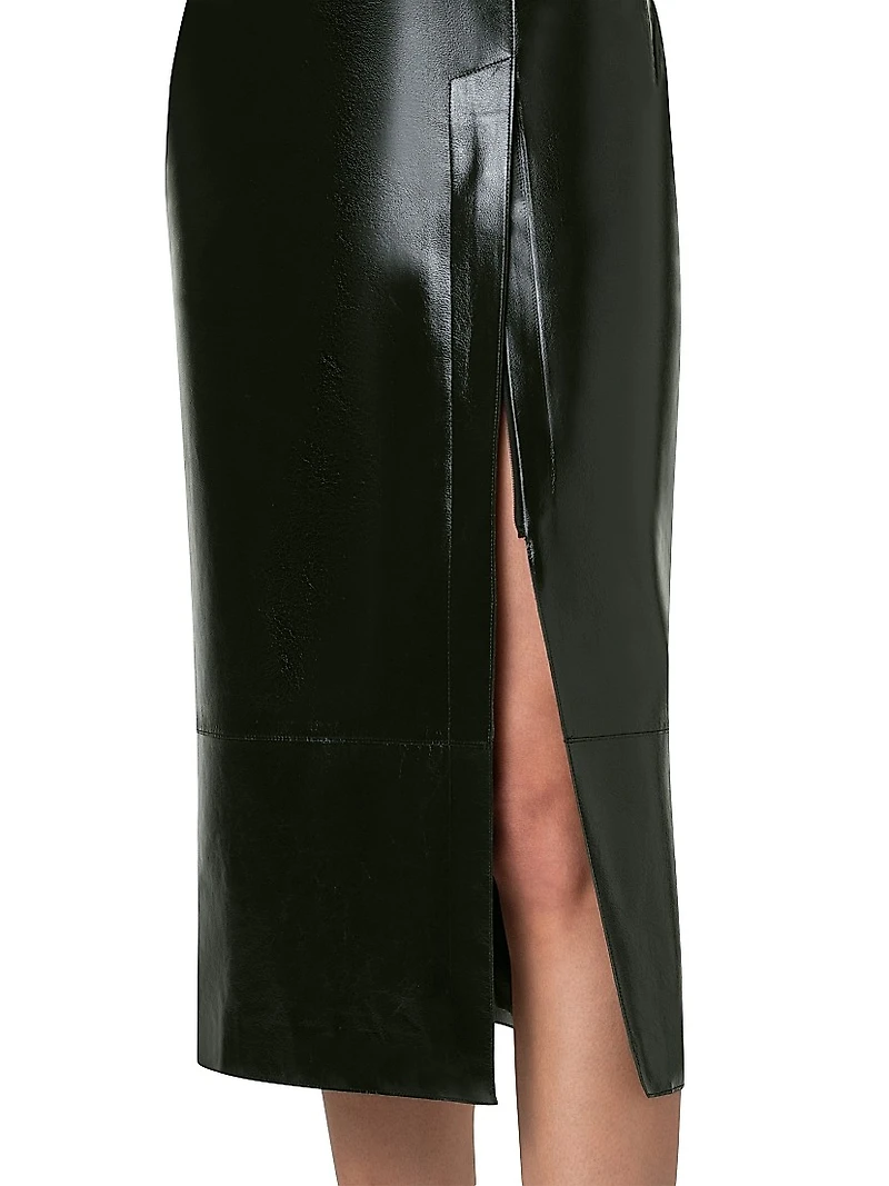 Leather Pencil Midi-Skirt