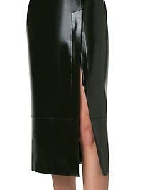 Leather Pencil Midi-Skirt