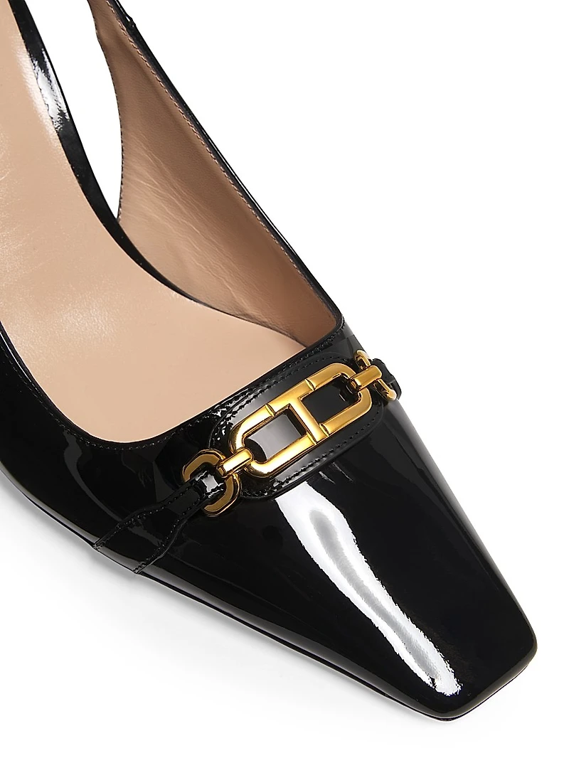 85MM Patent Leather Slingback Pumps