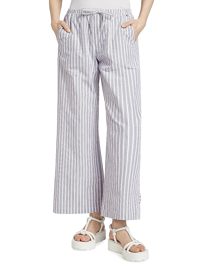 Striped Cotton Drawstring Pants