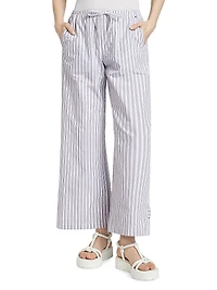 Striped Cotton Drawstring Pants
