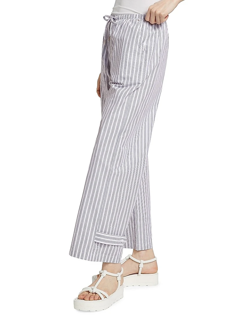 Striped Cotton Drawstring Pants