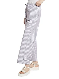 Striped Cotton Drawstring Pants