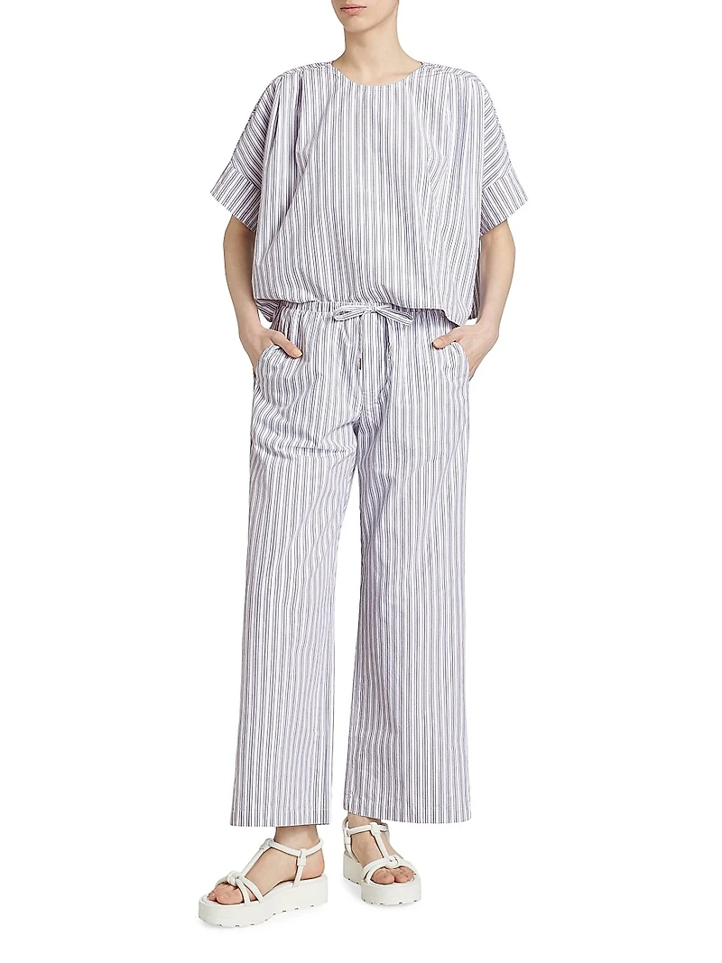 Striped Cotton Drawstring Pants