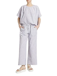 Striped Cotton Drawstring Pants