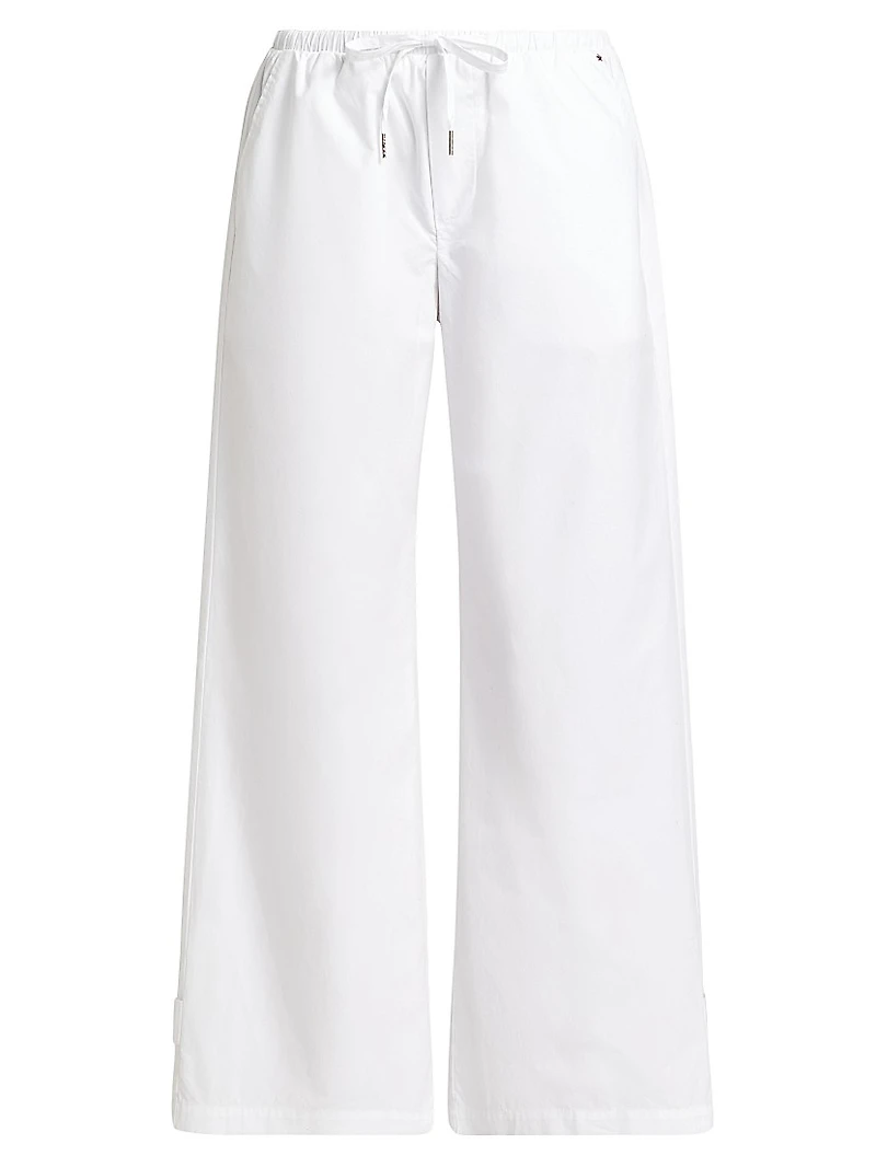 Cotton Drawstring Straight-Leg Pants