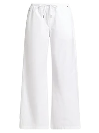 Cotton Drawstring Straight-Leg Pants