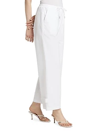 Cotton Drawstring Straight-Leg Pants