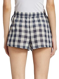 Check Cotton Drawstring Shorts