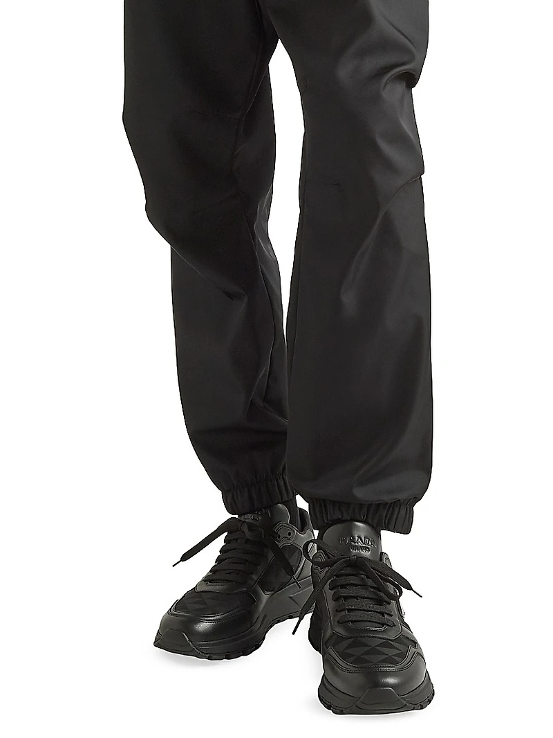 Leather and Re-Nylon High-Top Sneakers
