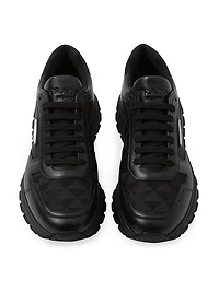 Leather and Re-Nylon High-Top Sneakers