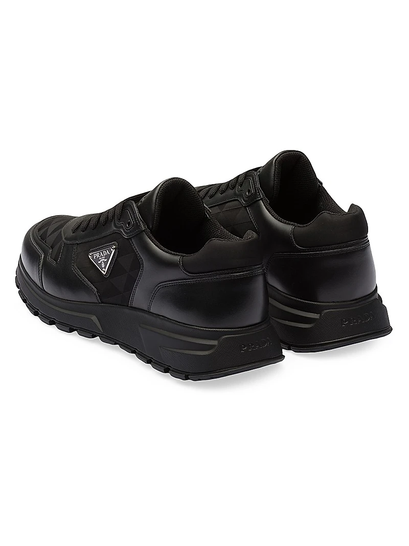 Leather and Re-Nylon High-Top Sneakers