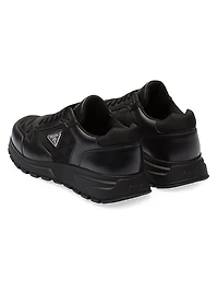 Leather and Re-Nylon High-Top Sneakers
