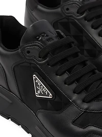 Leather and Re-Nylon High-Top Sneakers
