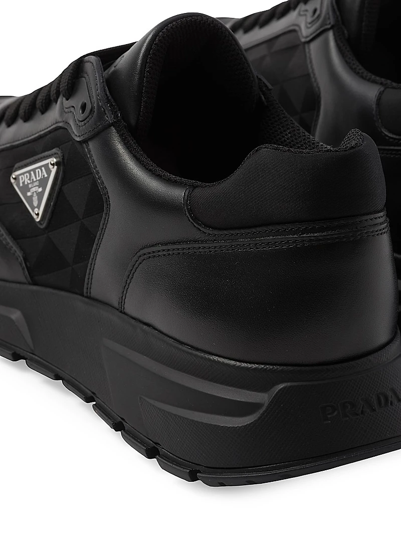 Leather and Re-Nylon High-Top Sneakers