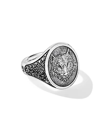 Petrvs Wolf Signet Ring Sterling Silver