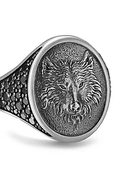 Petrvs Wolf Signet Ring Sterling Silver