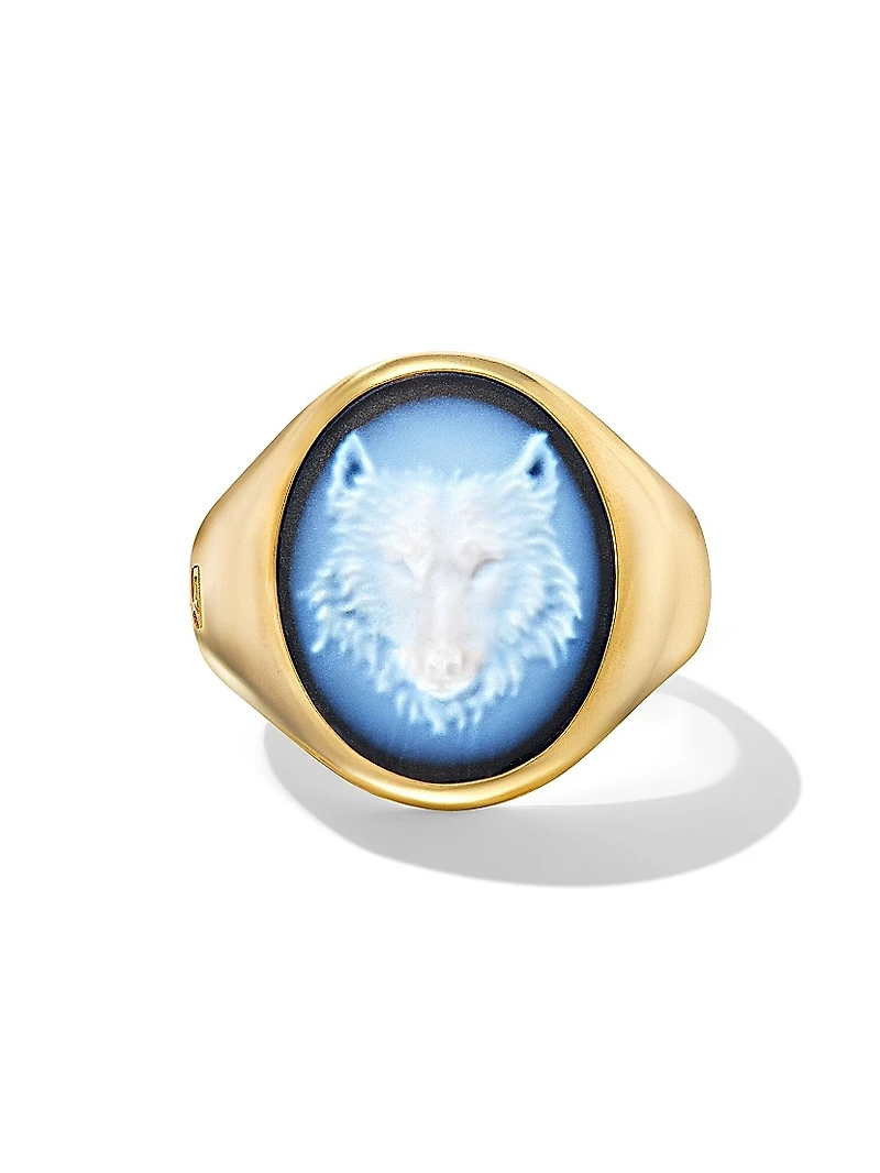 Petrvs Wolf Signet Ring 18K Yellow Gold