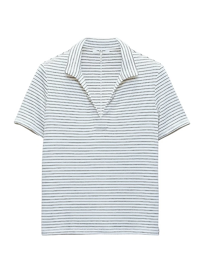 Striped Knit Polo Top