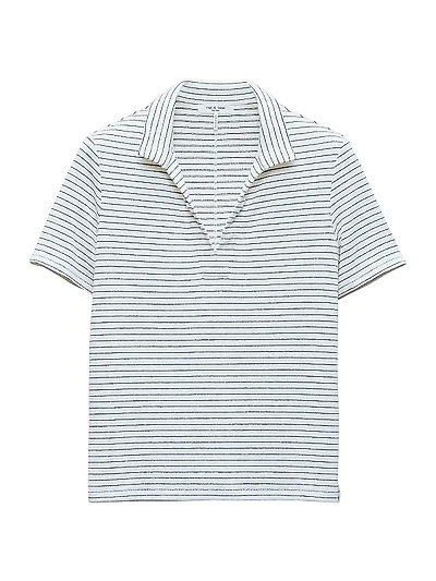 Striped Knit Polo Top