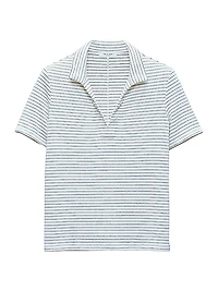 Striped Knit Polo Top