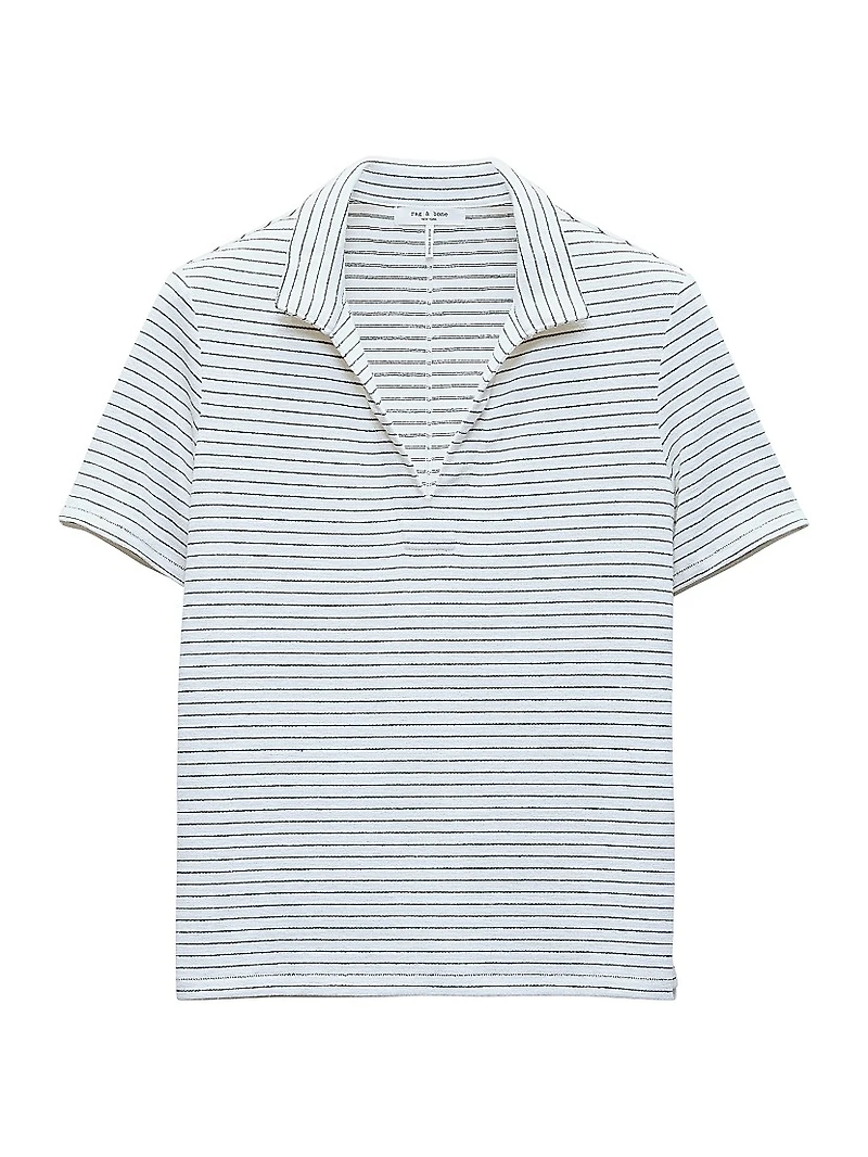 Striped Knit Polo Top