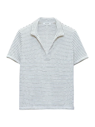 Striped Knit Polo Top