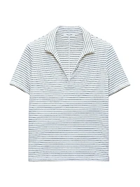Striped Knit Polo Top