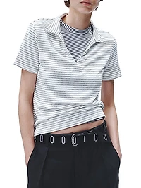 Striped Knit Polo Top