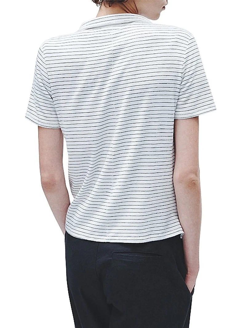 Striped Knit Polo Top