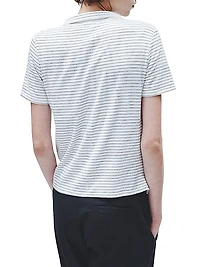 Striped Knit Polo Top