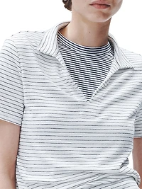 Striped Knit Polo Top