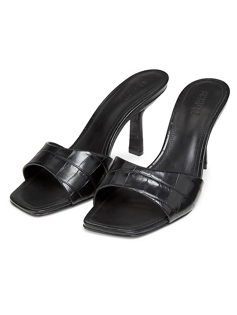 Posseni 90MM Embossed Leather Sandals