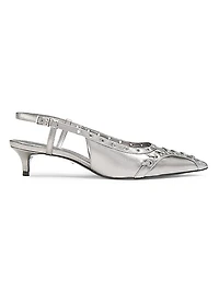 Ruth 50MM Metallic Leather Slingback Pumps