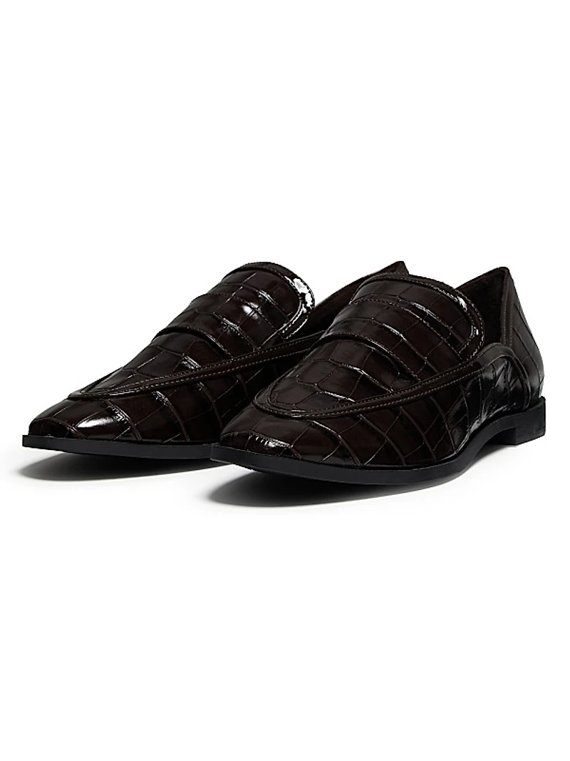 Maurice Croc-Stamped Leather Flats