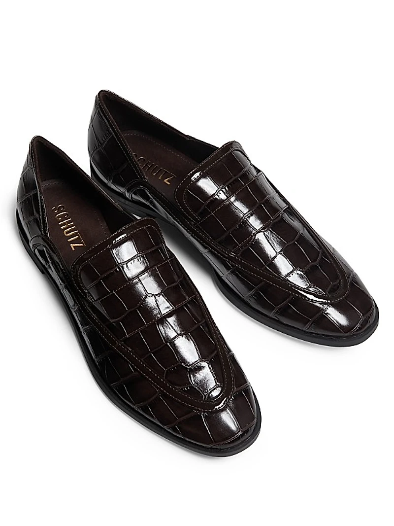 Maurice Croc-Stamped Leather Flats