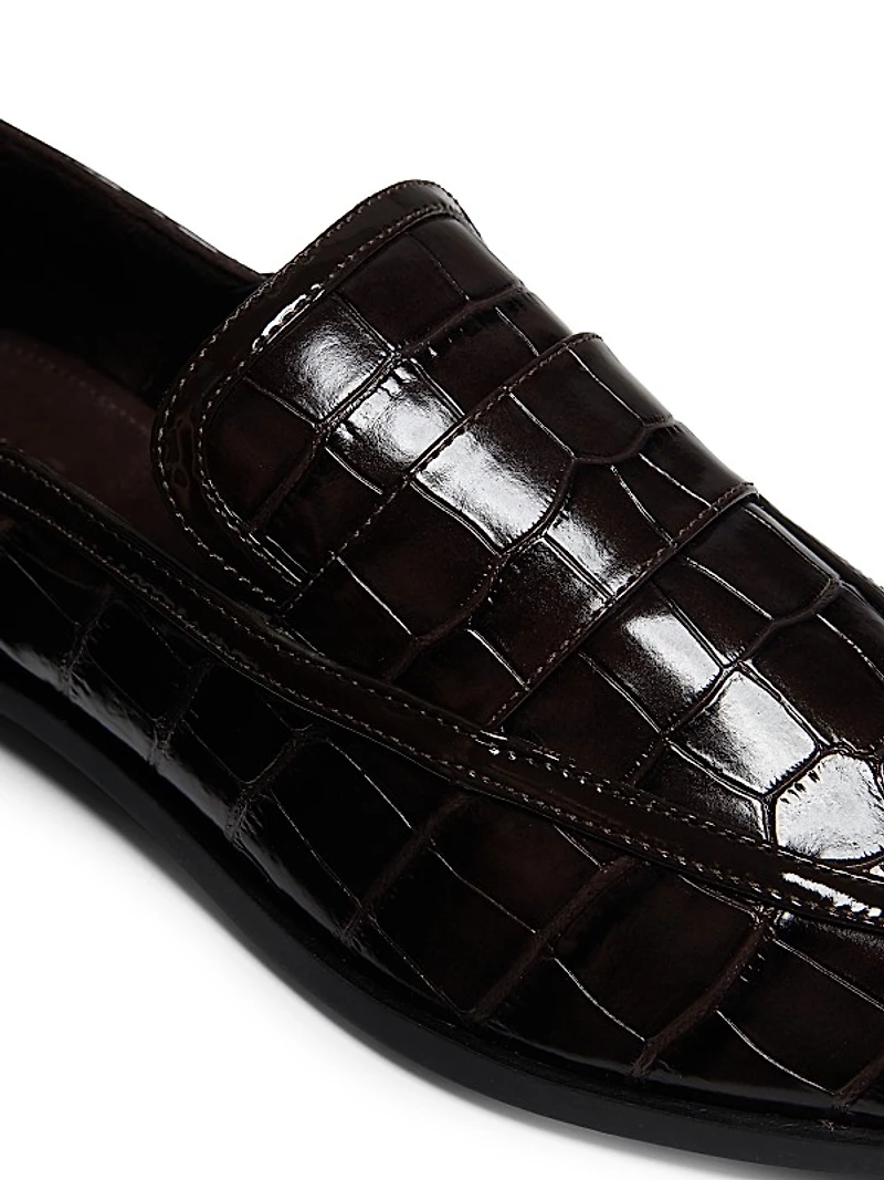 Maurice Croc-Stamped Leather Flats