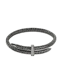 Spear Black-Rhodium-Plated & 0.24 TCW Diamond Bypass Flexible Cuff