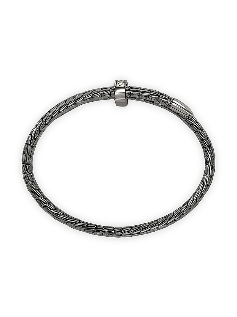 Spear Black-Rhodium-Plated & 0.24 TCW Diamond Bypass Flexible Cuff