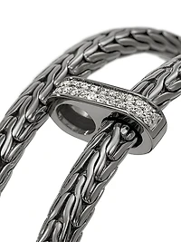 Spear Black-Rhodium-Plated & 0.24 TCW Diamond Bypass Flexible Cuff