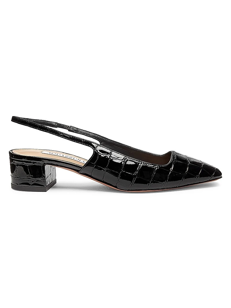 Ginza 35MM Crocodile-Embossed Leather Slingback Pumps